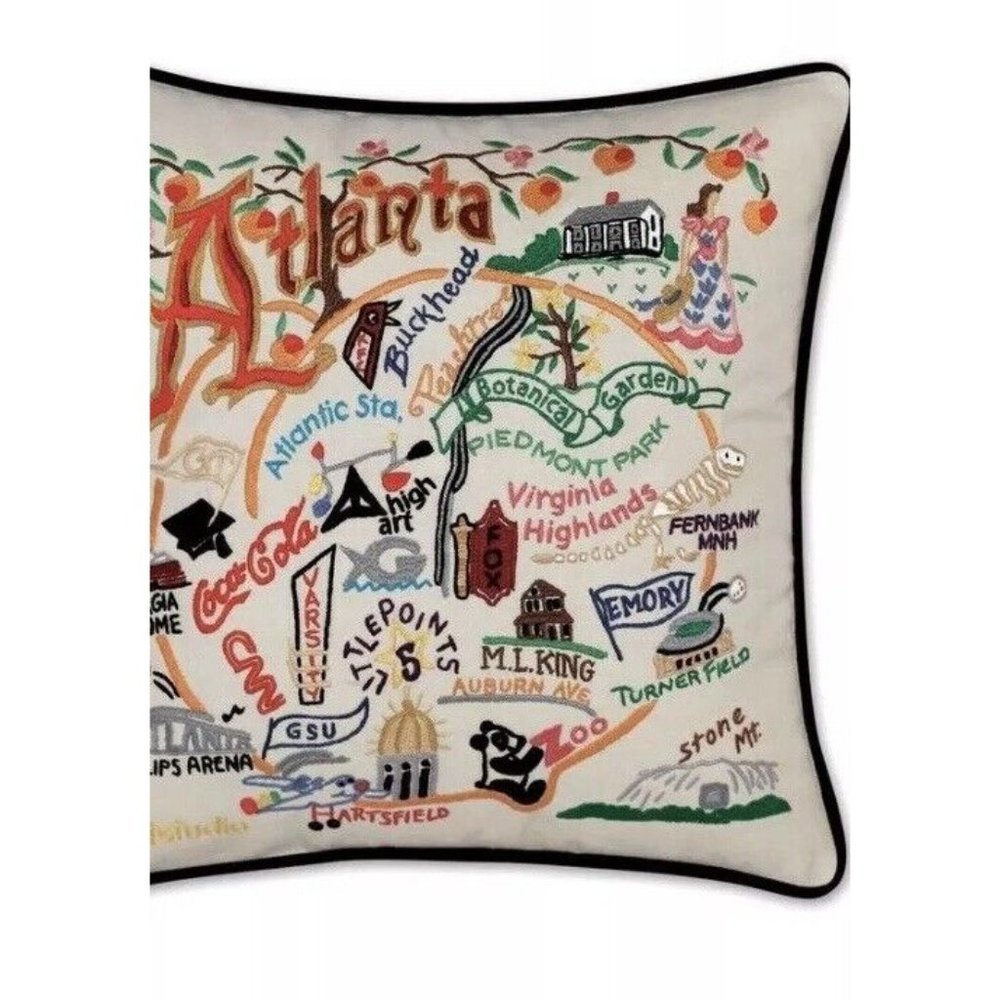 Cat Studio ATLANTA GEORGIA Embroidered Pillow 20”x20” New FALCONS BRAVES GA TECH - Picture 4 of 5